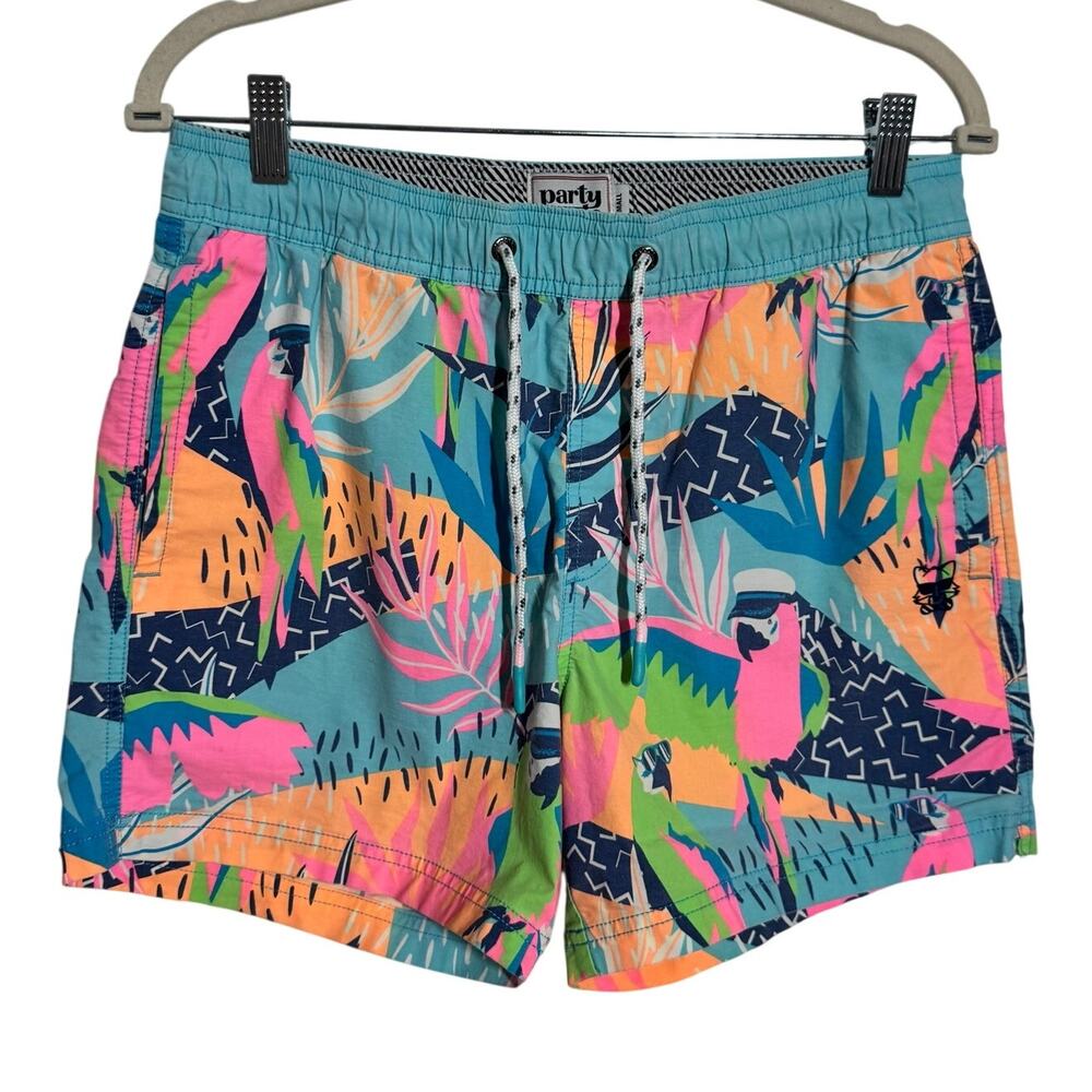 Party Pants Tropical Swim Suite Men S Parrot Pattern Swim Vacation Preppy Spring